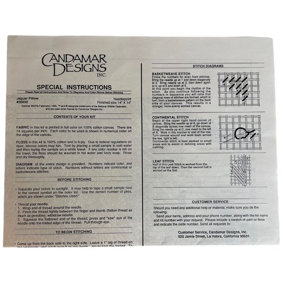 1995 Candamar Design Natures Wonder Jaguar Pillow Needlepoint Kit Richard Sloan - Picture 3 of 6